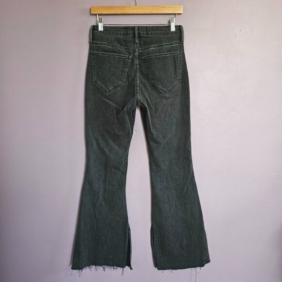 Hollister Washed Black Soft Stretch High Rise Raw Hem Split Leg Flare Jeans - Picture 7 of 11